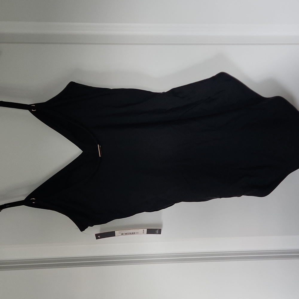 Black Nicole Miller one piece Bathing suit with criss cross shirring